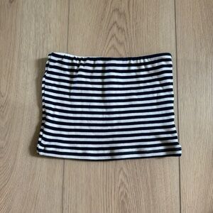 Navy Blue and White Striped Strapless Top